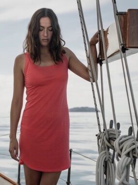 Icebreaker Yanni Cool-lite Merino Tank Dress poppy salmon coral women’s M NEW